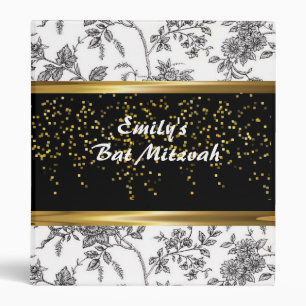 Classeur Confettis dorés, Ruban doré faux, Personnalisé