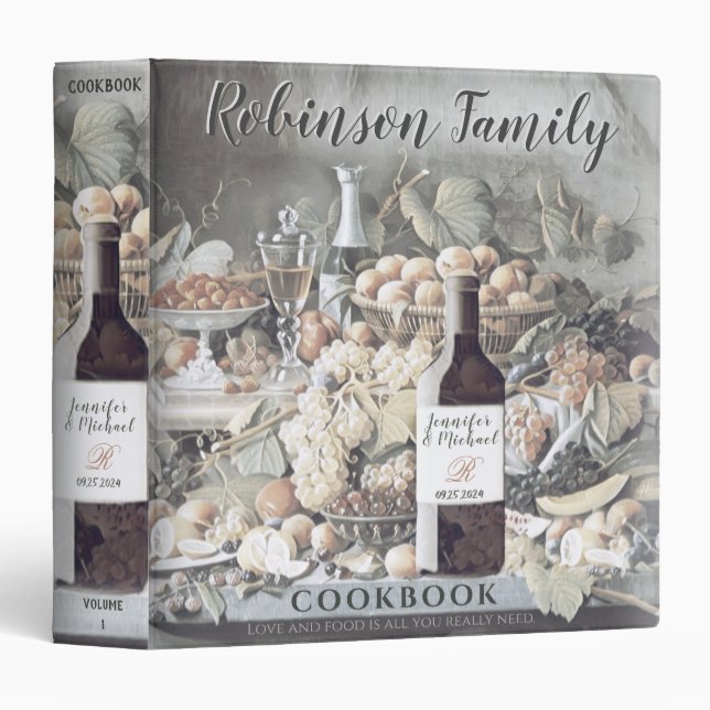 Classeur Cookbook mariage ou anniversaire (Devant/Côté)