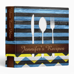 Classeur Cookbook Retro Chevron Stripe Wood Look