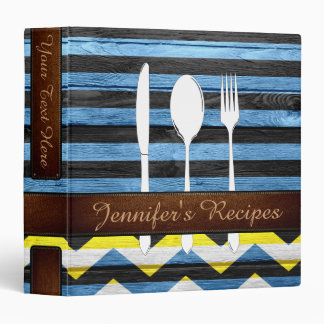 Classeur Cookbook Retro Chevron Stripe Wood Look