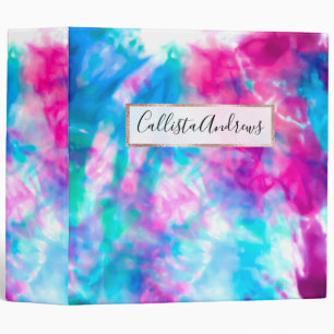 Classeur Cool Artsy Girly Purple Rose Blue Tie Dye Motif