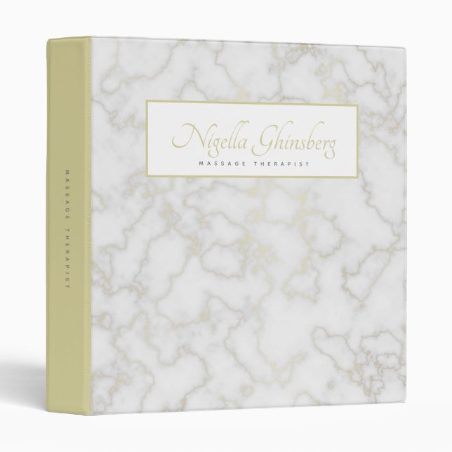 Classeur Cool Blanc + Gold Marble Texture personnalisée (Devant/Côté)