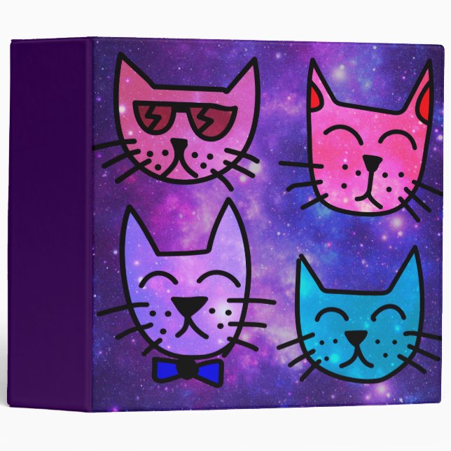Classeur Cool Cat face sur un Arrière - plan spatial (Devant/Côté)