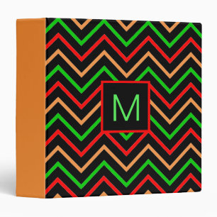 Classeur Cool coloré Chevron sur Monogramme noir