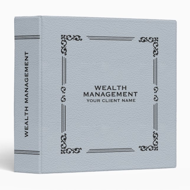 Classeur Cool Gray Leather Elegant Vintage Black Frame (Devant/Côté)