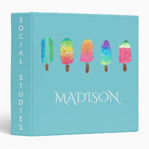 Classeur Cool Popsicles Bleu clair École personnalisée