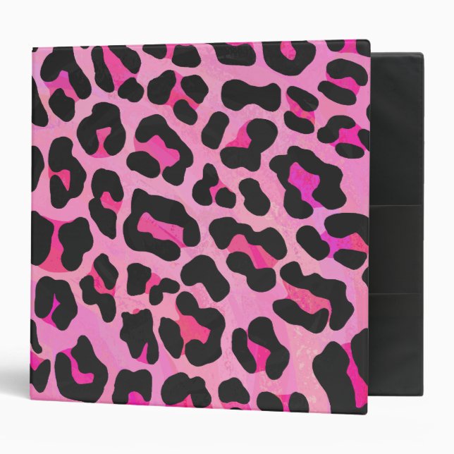 Classeur Copie de noir et de roses indien de léopard (Devant/intérieur)