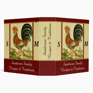 Classeur Coq Rouge Coloré Aquarelle Vintage Rustique Poule