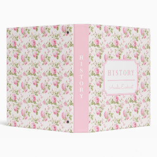Classeur Coquette Bow rose Cottage Rose Monogramme