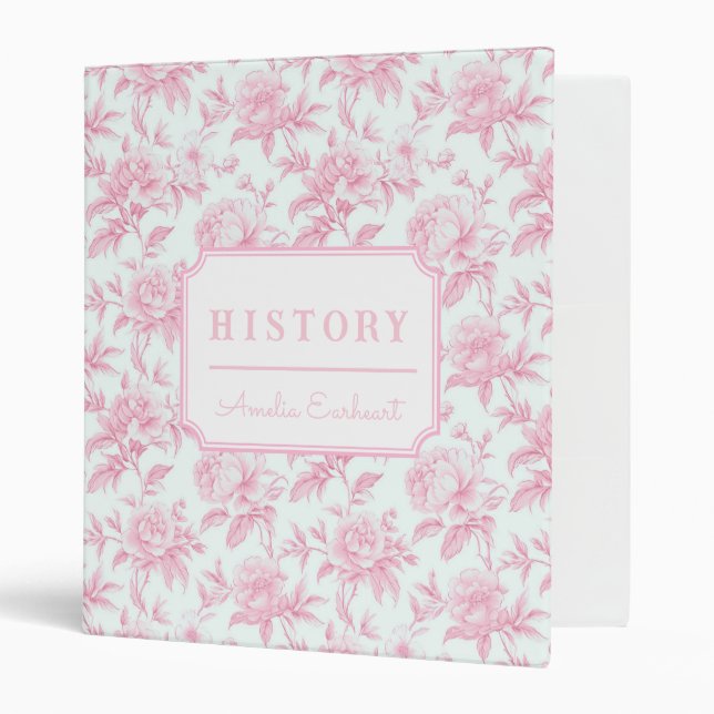 Classeur Coquette Bow rose Roses | Sujet scolaire (Devant/intérieur)