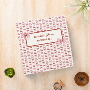 Classeur Coquette Pink Bow personnalisable Retour à l'école