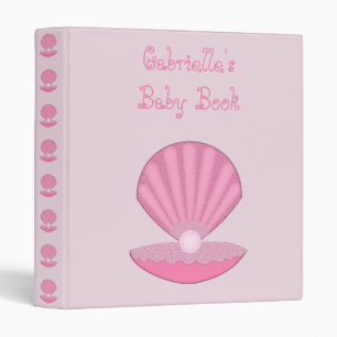Classeur Coquille d'huîtres de bébé rose et livre de bébé P