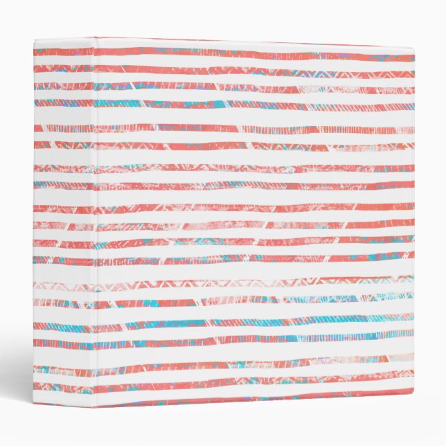 Classeur Corail et Boho bleu Aztec Motif rayé (Devant/Côté)