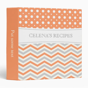 Classeur corail moderne, gris, chevron blanc et pois