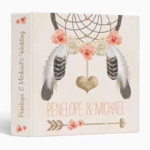Classeur Coral et or Boho Dreamcatcher Wedding planner