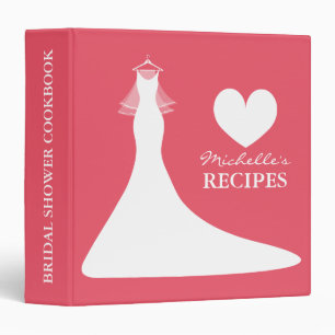 Classeur Coral rose bridalshower recettes livre de cuisine