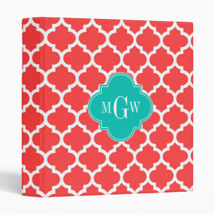 Classeur Coral Rouge Whal Marocain #5 Turquoise 3 Monogramm