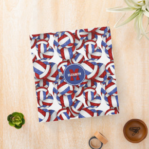 Classeur corbeille rouge bleu couleur volleyballs motif