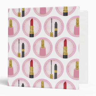 Classeur Cosmetologie Motif de maquillage rose