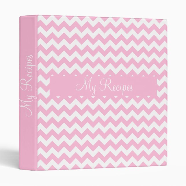 Classeur Coton Candy Pink Chevron (Devant/Côté)