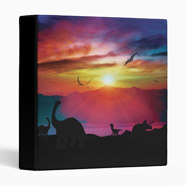 Classeur Coucher du soleil de dinosaure (Devant/Côté)