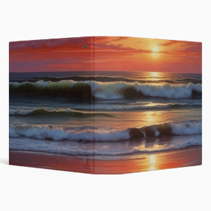 Classeur Coucher Rouge Océan Peinture de paysage marin