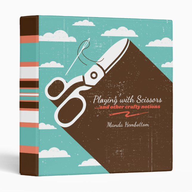 Classeur Coudre fil à aiguille ciseaux artisanaux quilting  (Devant/Côté)