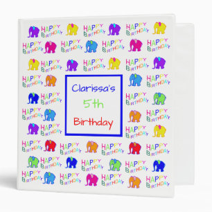 Classeur Couleur arc-en-ciel mignon Eléphants Enfant Annive