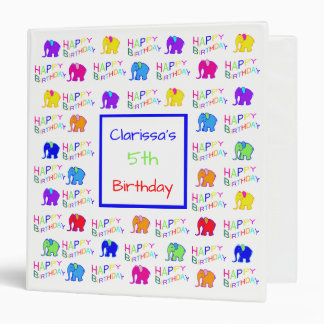 Classeur Couleur arc-en-ciel mignon Eléphants Enfant Annive