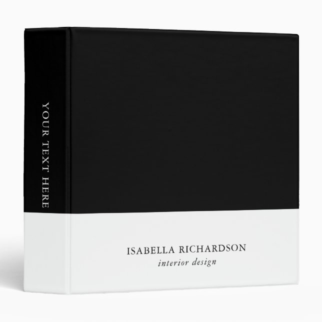 Classeur Couleur Bloc Noir Et Blanc Personnalisé (Devant/Côté)