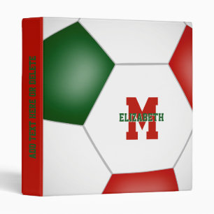 Classeur couleur rouge vert de l'équipe de football monogra