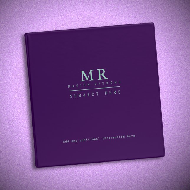 Classeur Couleur violet profonde, élégamment Monographiée (Créateur téléchargé)