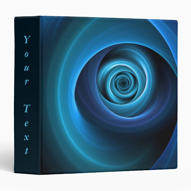 Classeur Couleurs 3D bleu spirale Texte Abstrait fractal mo (Devant/Côté)