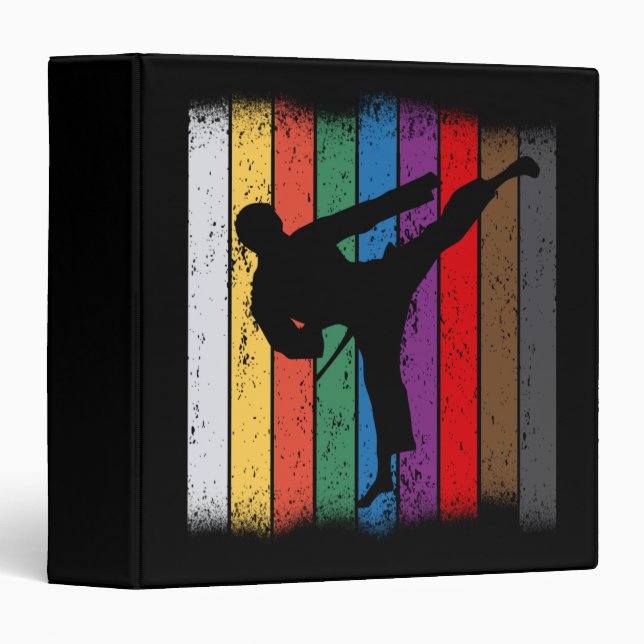 Classeur Couleurs de ceinture karaté Silhouette (Devant/Côté)