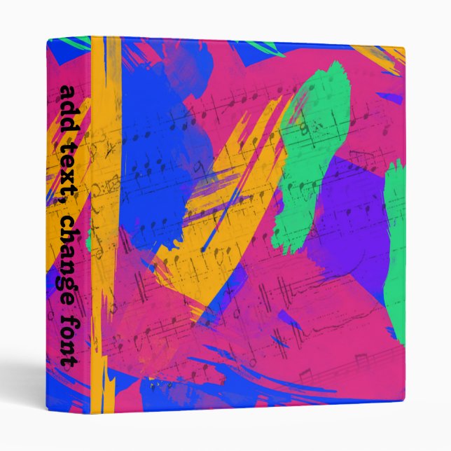 Classeur Couleurs de pinceau et feuilles de musique sauvage (Devant/Côté)