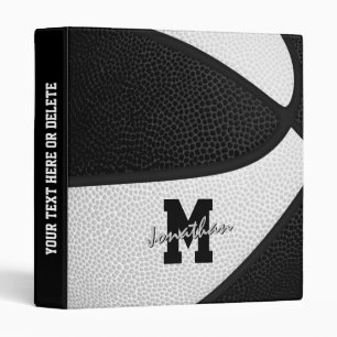 Classeur couleurs d'équipe de basketball noir blanc garçons