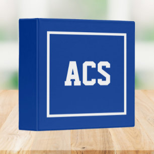 Classeur Couleurs et lettres scolaires bleu royal et blanc