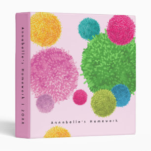 Classeur Couleurs Petits Pompons Personnalisés École Fémini