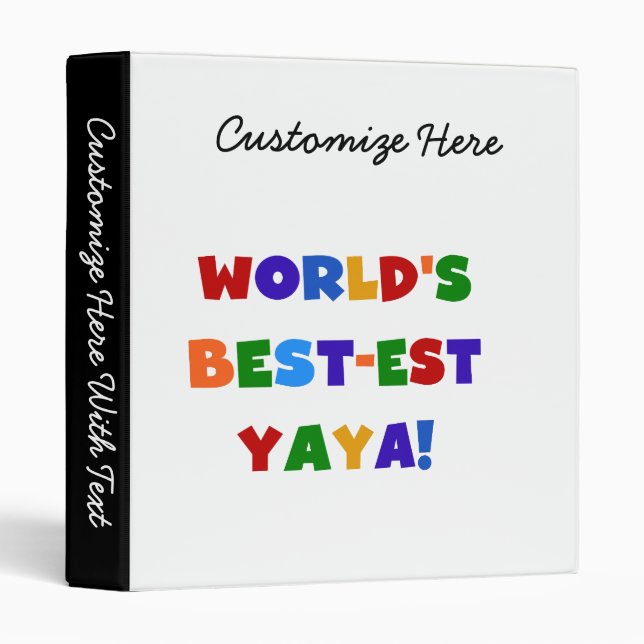 Classeur Couleurs vives les meilleurs cadeaux de Yaya au mo (Devant/Côté)