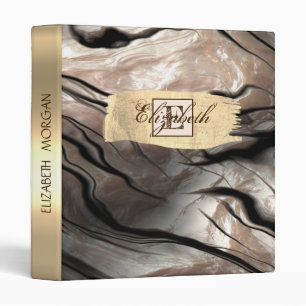 Classeur Coup de pinceau doré, marbre, monogramme - Personn