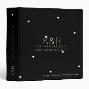 Classeur couple monogramme avec le coeur blanc mariage noir