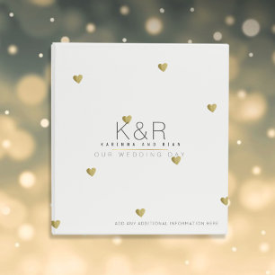 Classeur Couples monogramme avec coeur or mariage blanc