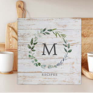 Classeur Couronne de feuilles en bois rustique monogrammée 