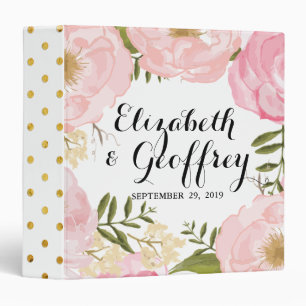 Classeur Coutume florale rose vintage moderne de mariage