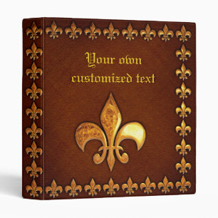 Classeur Couverture en cuir vieilli avec fleur de Lys doré
