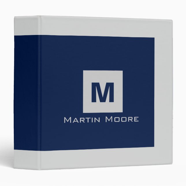 Classeur Couverture moderne simple élégante de monogramme (Devant/Côté)