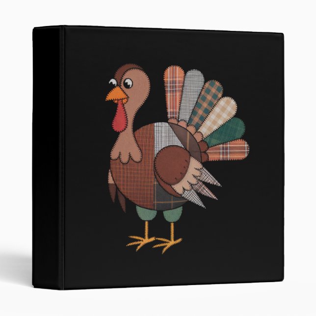 Classeur Couverture patchwork de Thanksgiving Dinde Automne (Devant/Côté)