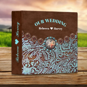 Classeur cowboy brun turquoise pays mariage de l'ouest