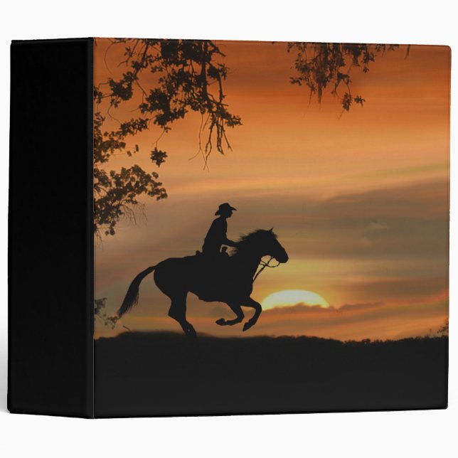 Classeur Cowboy équitation À Sunset Sud-Ouest (Devant/Côté)