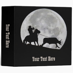 Classeur Cowboy Roping off of Horse In Moon